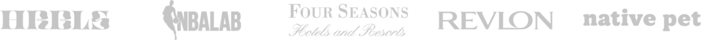 Logos for five brands: HBO Max, Sephora, Four Seasons Hotels and Resorts, Revlon, and Native Pet are displayed in a horizontal row against a dark background, lending a sense of home to brand recognition.