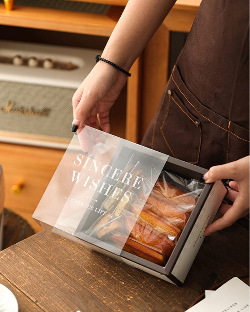 Cookie packaging box with clear sleeve candy