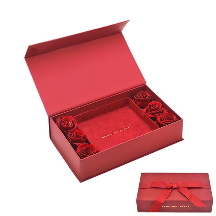 High-grade jewelry valentine’s day gift flip paper box with rose petals decoration