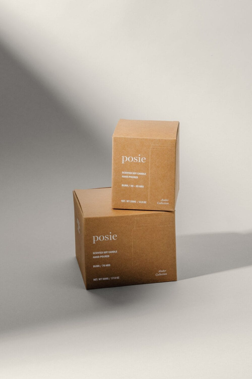 Posie's Custom Top Tuck Boxes for Eco-Friendly Candle Packaging