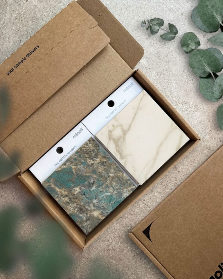 custom porcelain tile packaging, eco-friendly tile box design, sustainable ceramic tile packaging, Minoli tile packaging solutions, corrugated tile boxes