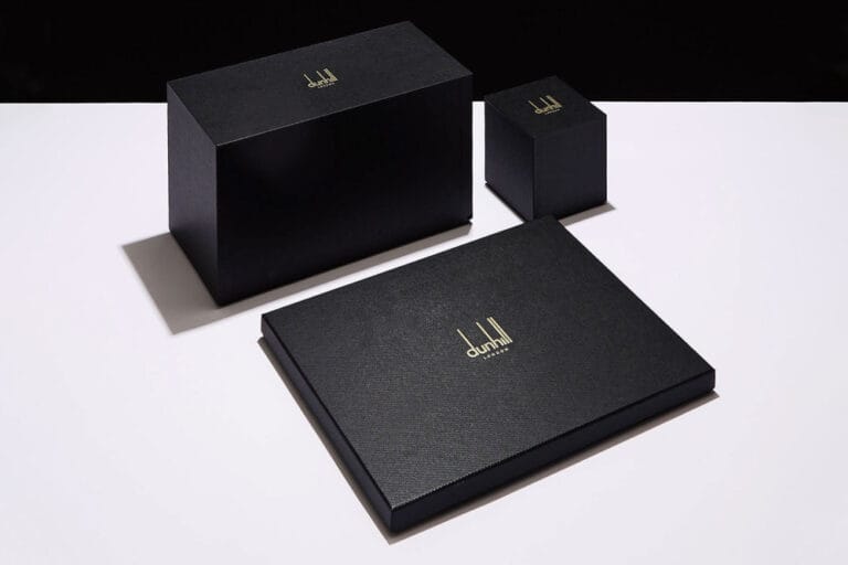 Custom Rigid Gift Boxes, Alfred Dunhill Packaging, Luxury Foil Blocked Gift Boxes, High-End Gift Packaging Solutions, Signature Logo Packaging