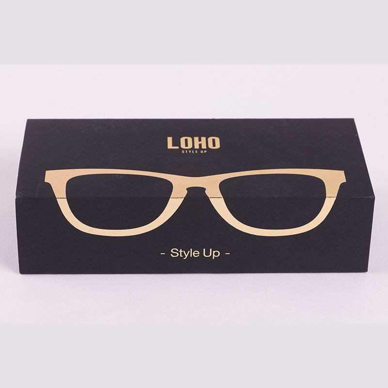Black Rigid Cardboard Glasses Drawer Packaging Box Custom Glasses Paper Boxes (2)