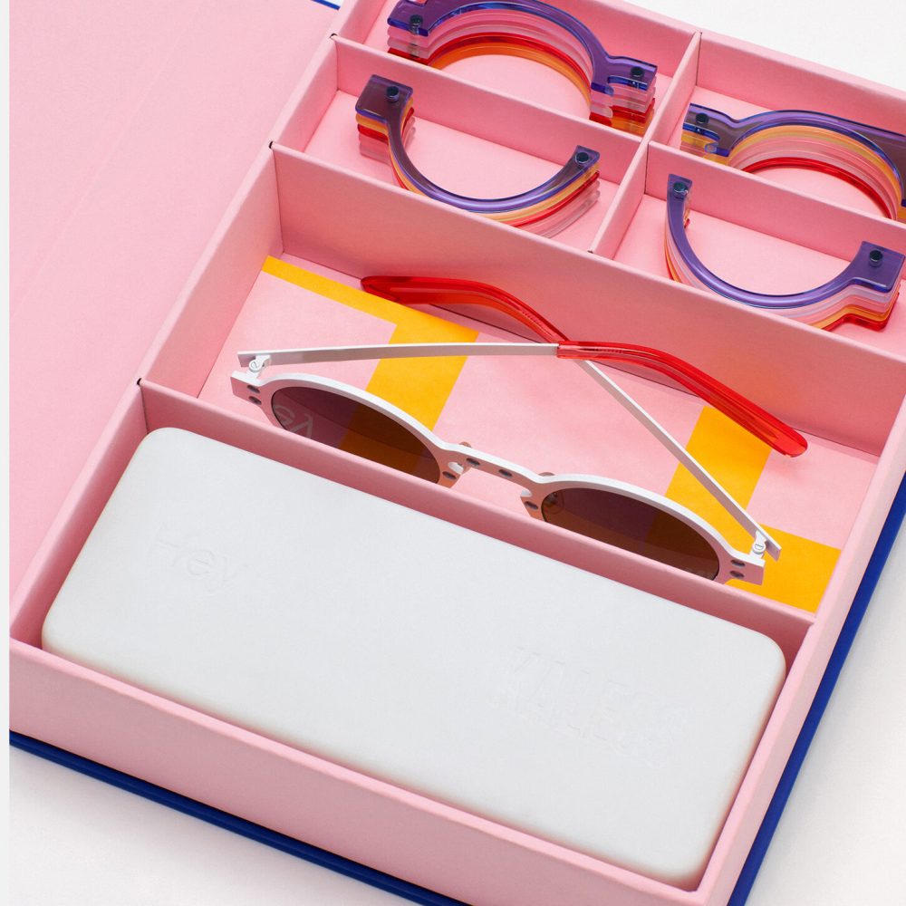 Blue and Pink Sunglasses Magnetic Packaging Empty Box with Slots