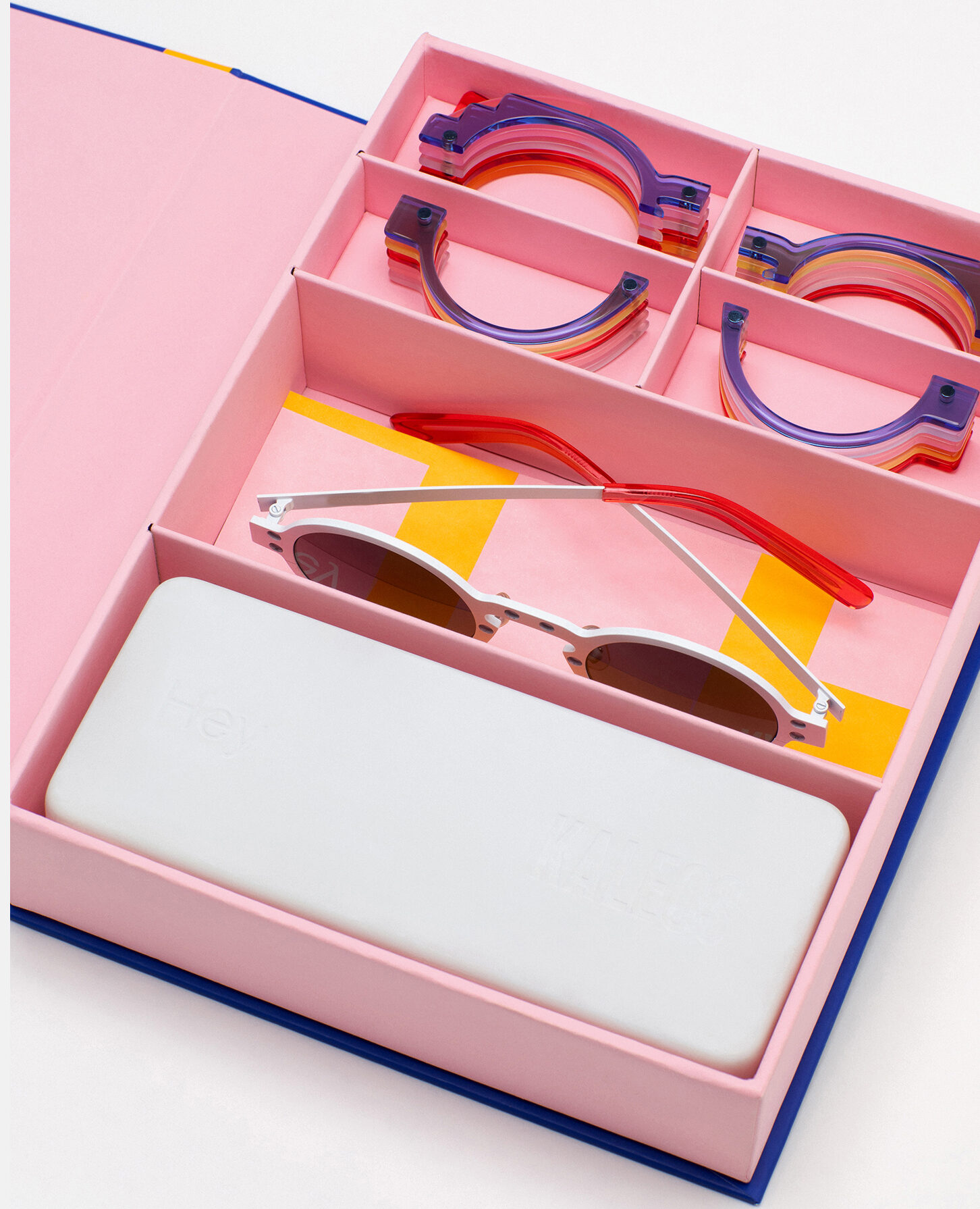 Blue and Pink Sunglasses Magnetic Packaging Empty Box with Slots