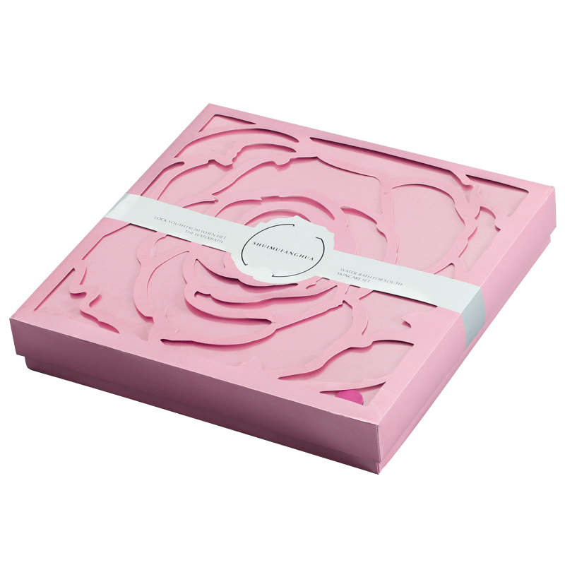 Custom Pink Laser Cutting Rose Gift Boxes with Eva Liner for Cosmetic Luxury Paper Box.Com (2)