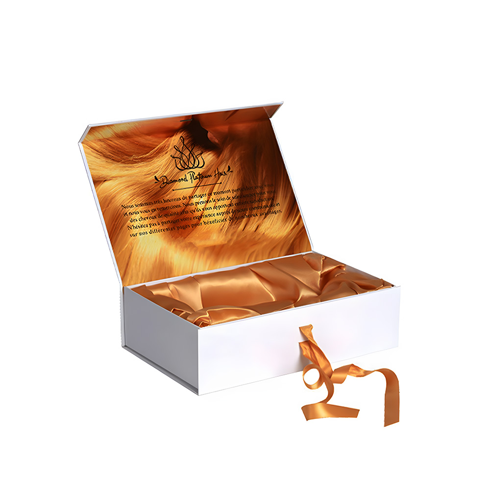 Elegant Ribbon Closure Foldable Wig Hair Boxes KALI Custom Hair Packaging Boxes