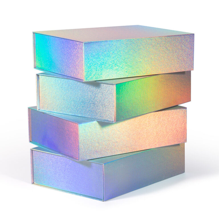 holographic magnetic foldable gift boxes, custom magnetic holographic gift packaging, luxury foldable holographic boxes, magnetic closure holographic gift boxes, holographic gift boxes with foldable design