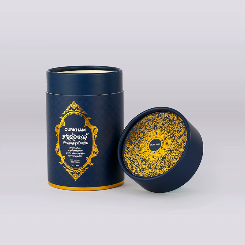 Hot Stamping Logo Round Shaped Tea Box Kali Custom Paper Cylinder Boxes
