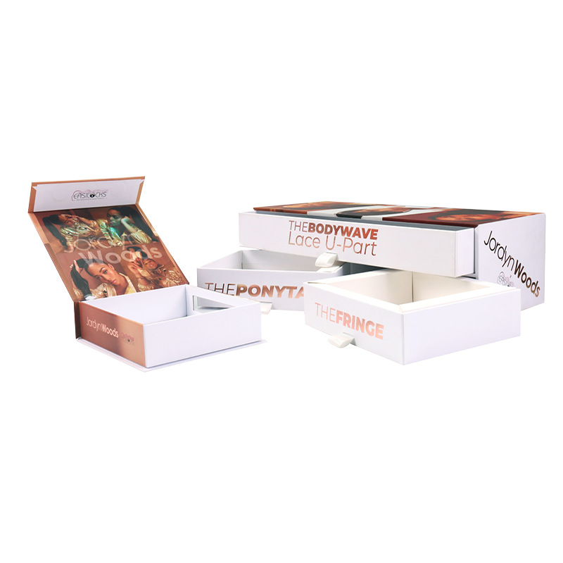 Luxury Double Drawer Hair Product Gift Packaging Boxes KALI Custom Wigs Hair Packaging