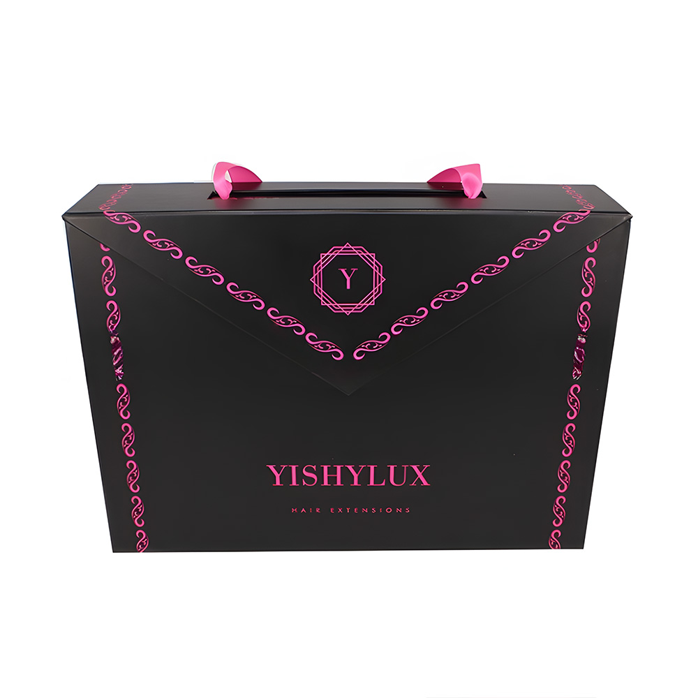 Luxury Foldable Hair Gift Packaging Box with Ribbon Handle KALI Custom Wig Packaging (2)