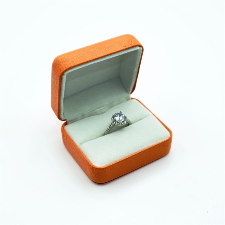 Custom orange leatherette ring box, Orange leatherette box, Ring box, Leatherette ring box, Custom jewelry packaging box