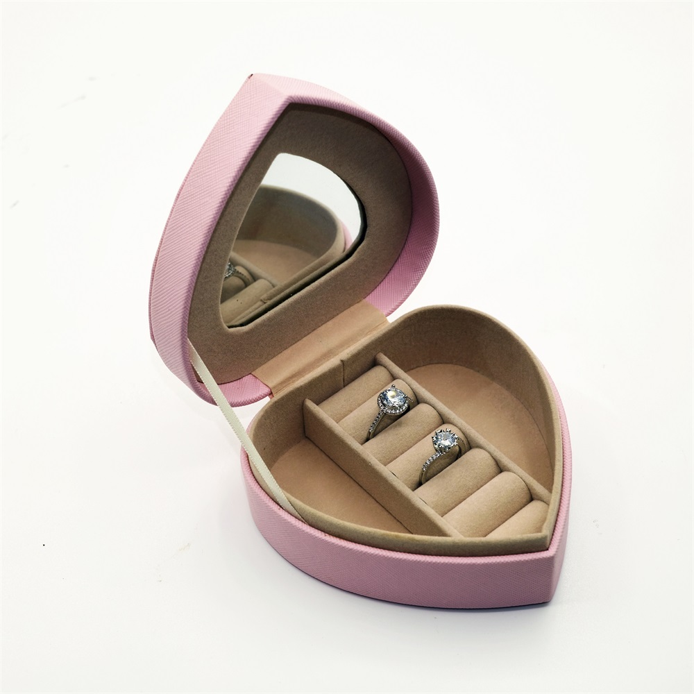 Pink Heart Shaped Leather Ring Box Gift Box Manufacturer KALI (3)