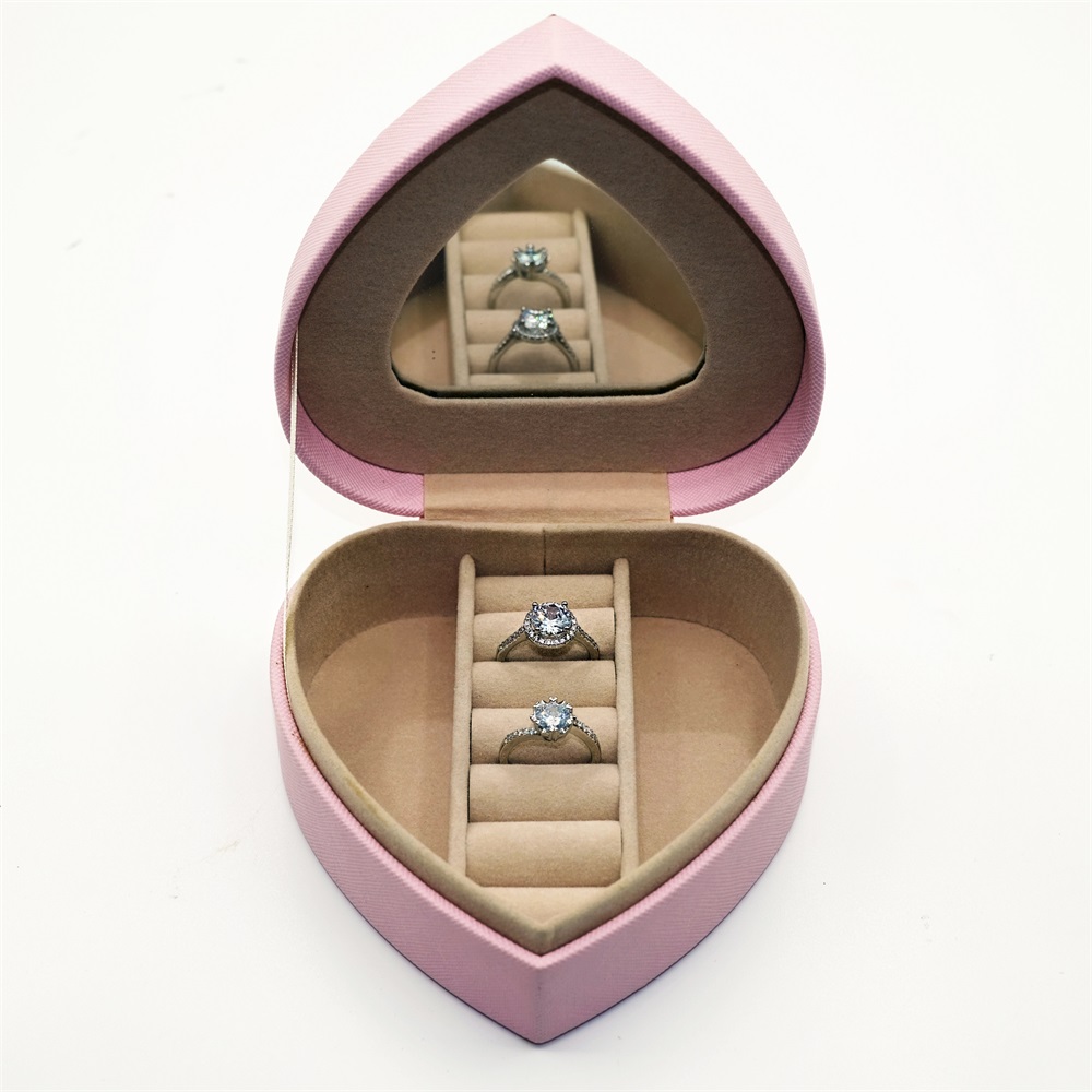 Pink Heart Shaped Leather Ring Box Gift Box Manufacturer KALI