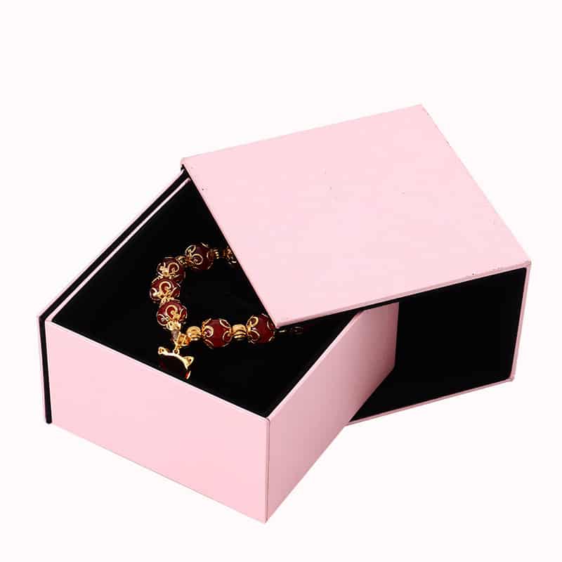 Pink Rigid Cardboard Jewelry Box With Insert