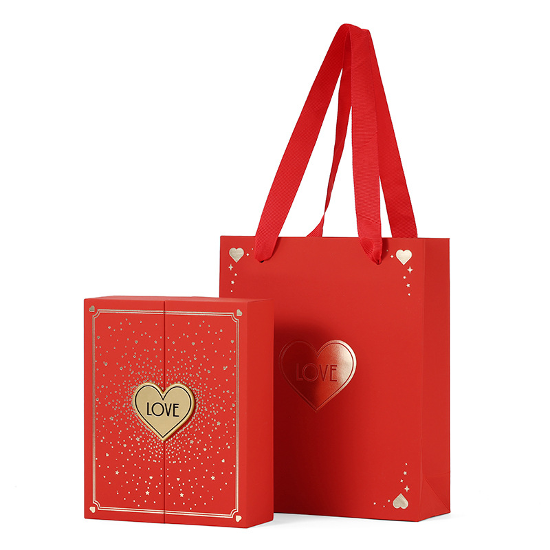 Red Double Door Cabinet Style Jewelry Gift Boxes Kali Custom Double Openni (2)