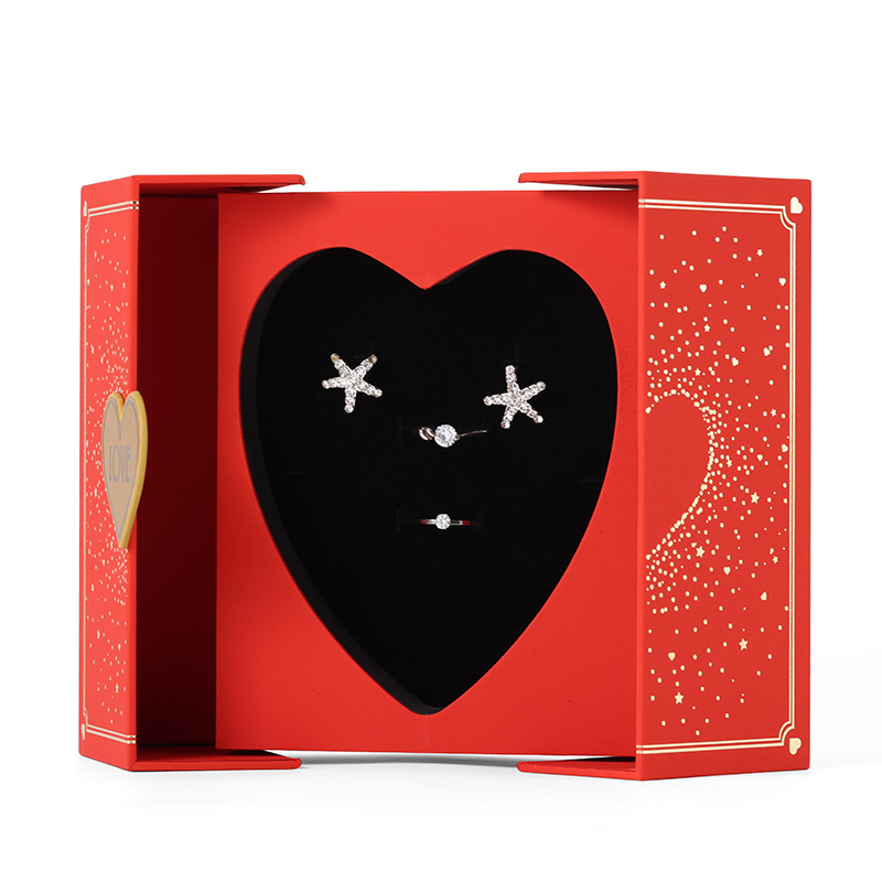 Red Double Door Cabinet Style Jewelry Gift Boxes Kali Custom Double Openni (5)