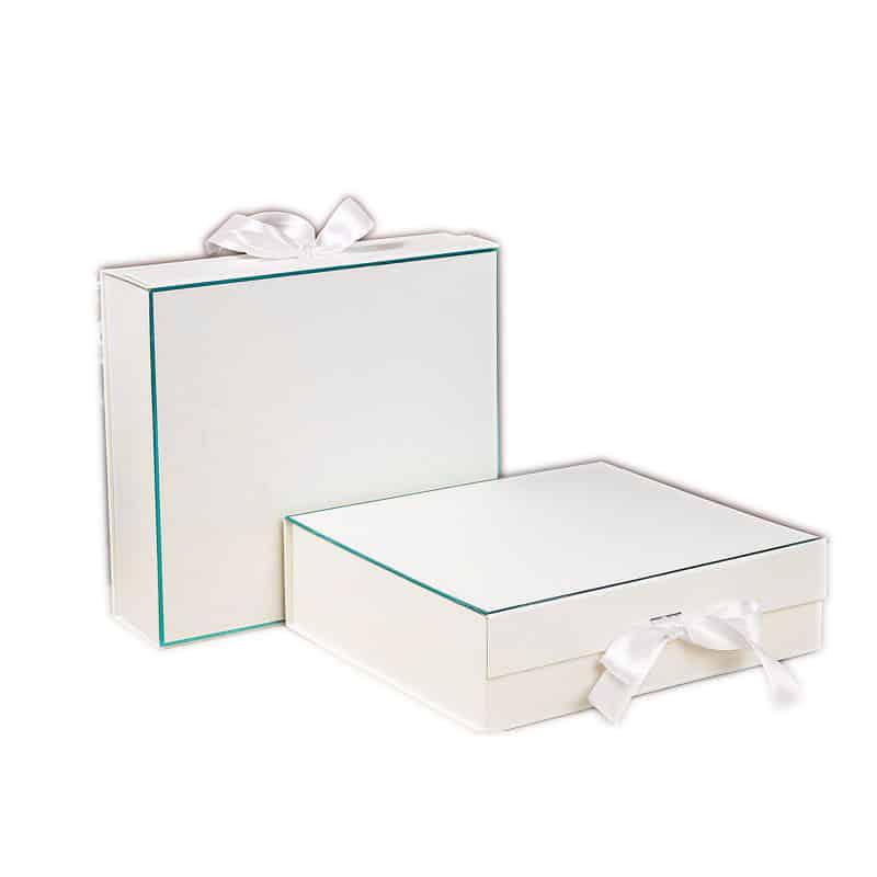 White Collapsible Wedding Box with Ribbon Kali Custom Foldable Boxes (1)