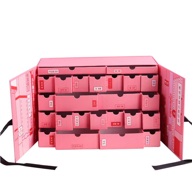 Wholesale Pink Advent Calendar Lucky Gift Box China Box Packaging Manufac